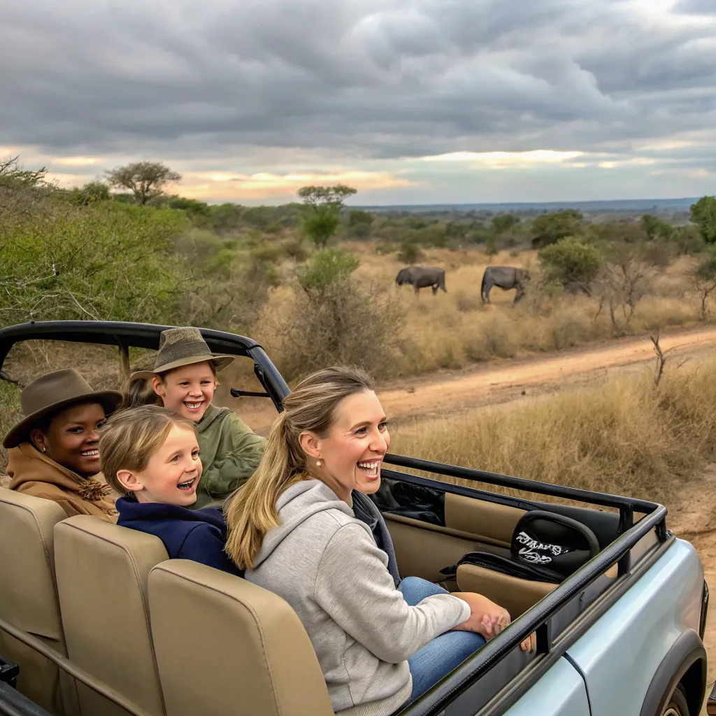 Richards family enjoying a safari in South Africa